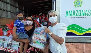 Imagem da notícia - Ação da Seas e FPS levou cestas básicas, kits de limpeza e máscaras aos ramais de Autazes