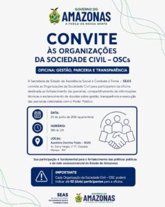 Seas convida OSCs para Oficina Gestão, Parceria e Transparência